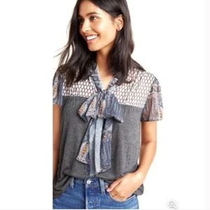 Anthropologie Tiny Joy Tie Neck Pussy Bow Blouse